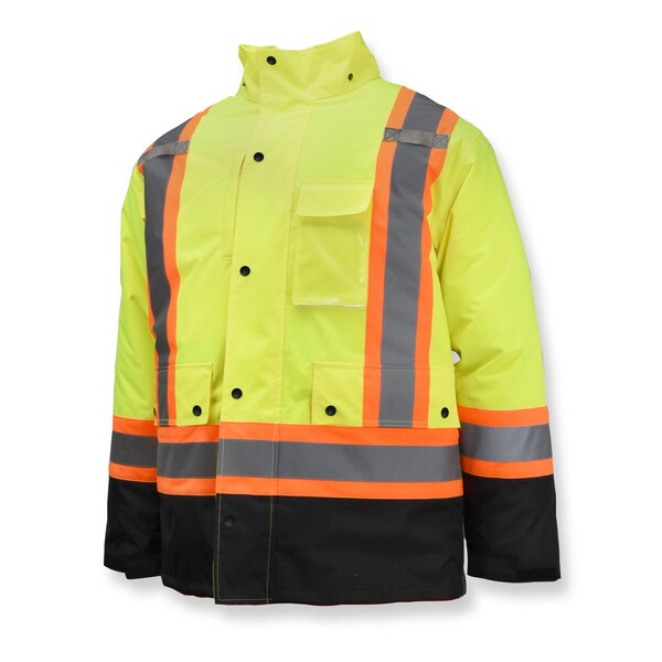 Radians Hi-Vis Reversible Bomber Jacket, Ripstop Polyester, Class Type R Class 3 Hi-Vis Green / Black, M SJ610B-3ZGS-M - main
